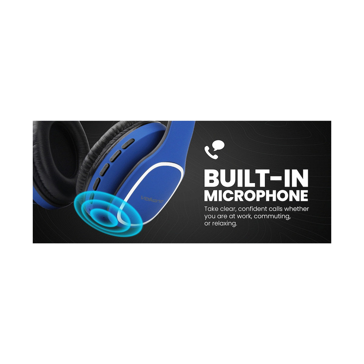 Volkano Phonic Series Bluetooth Full Size Headphones - Blue