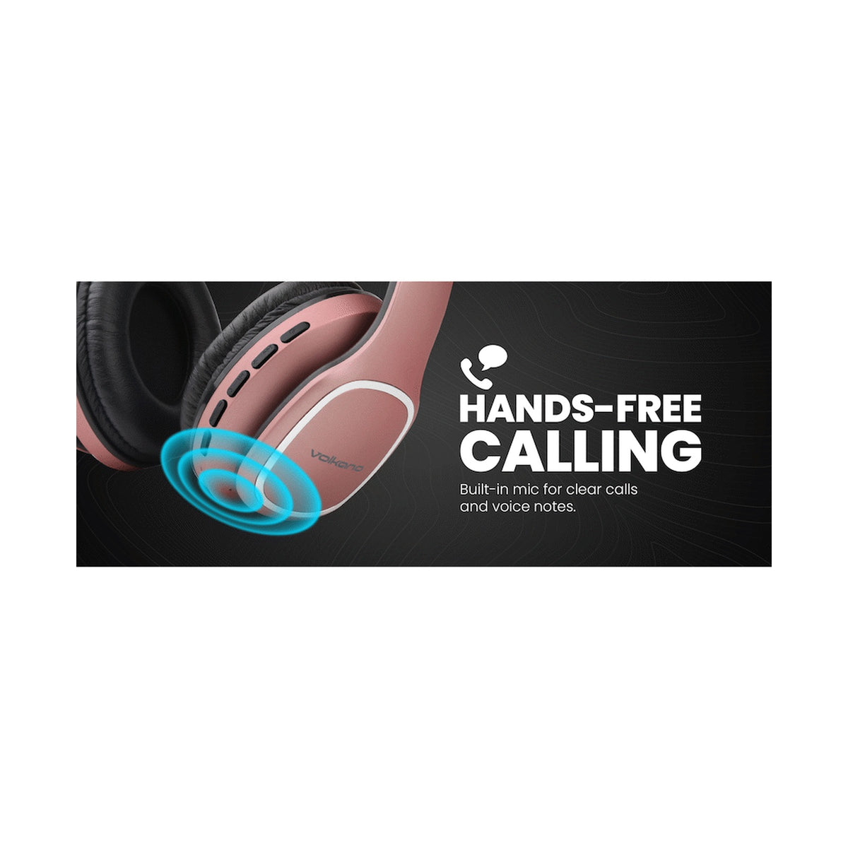 Volkano Phonic Series Bluetooth Full-Size Headphones - Rose Gold