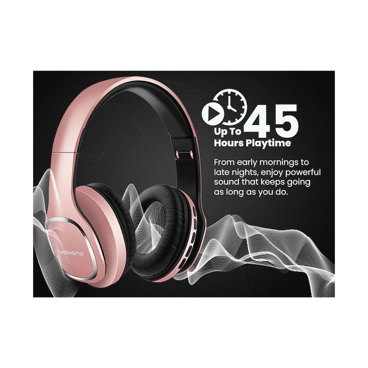 Volkano Phonic Series Bluetooth Full-Size Headphones - Rose Gold