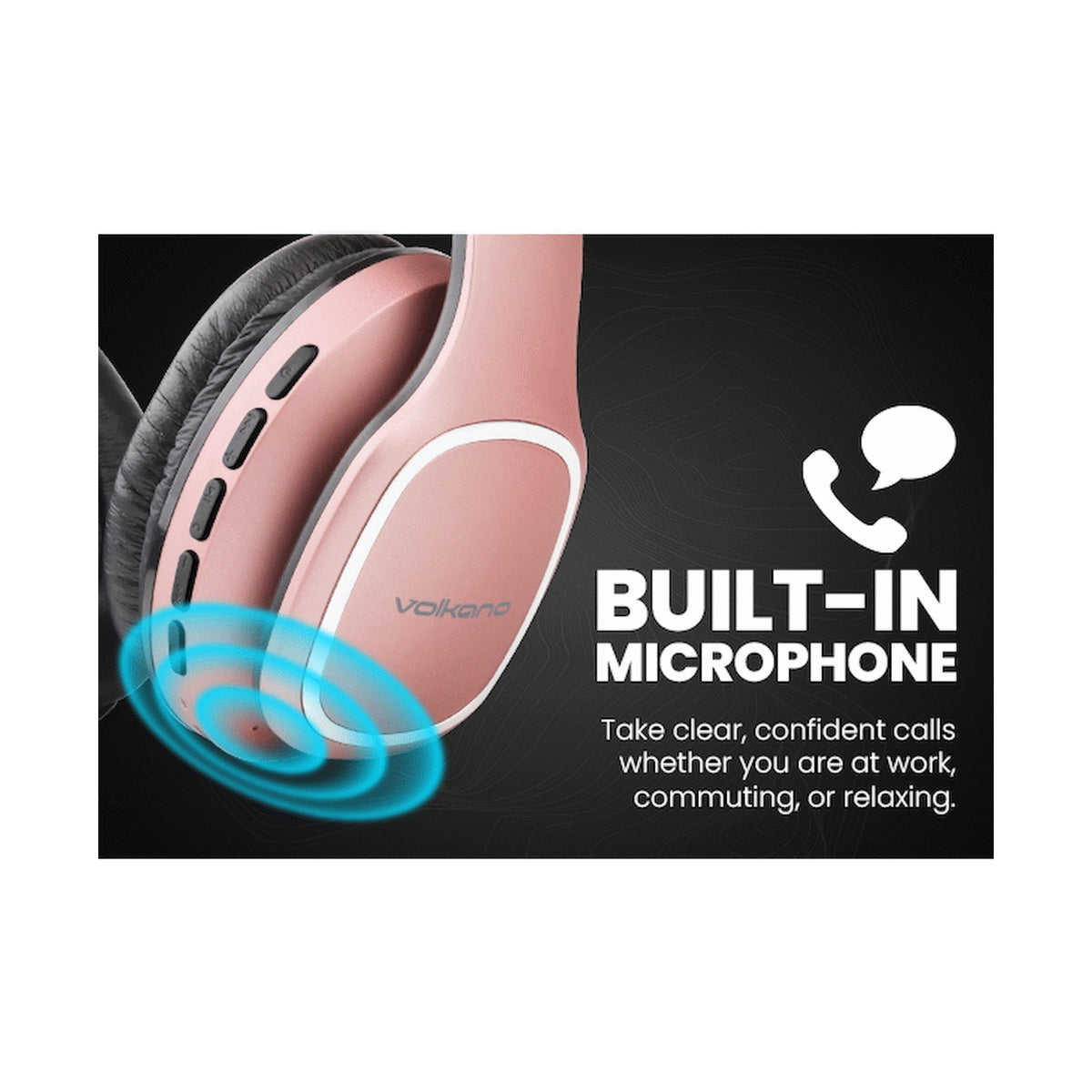 Volkano Phonic Series Bluetooth Full-Size Headphones - Rose Gold