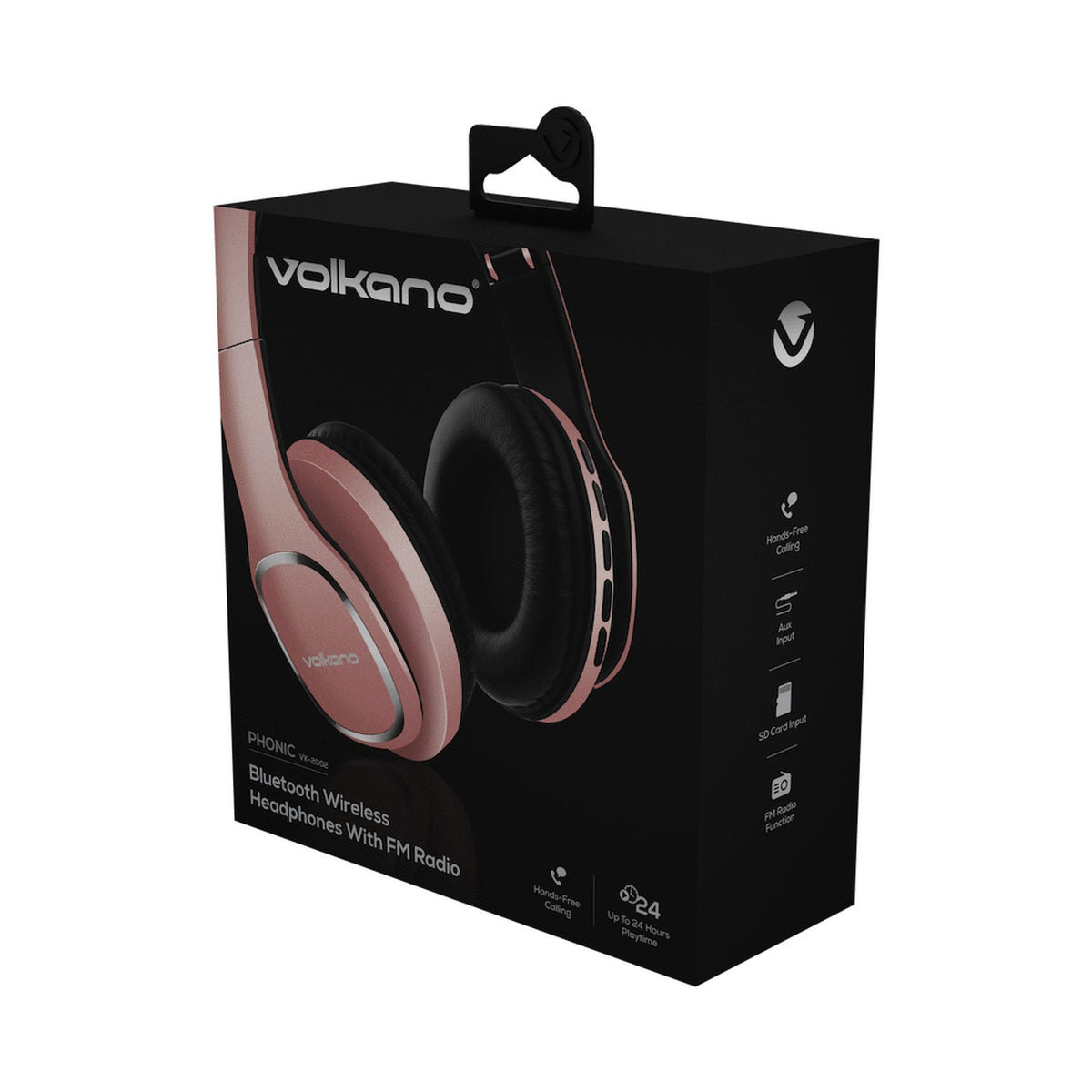 Volkano Phonic Series Bluetooth Full-Size Headphones - Rose Gold
