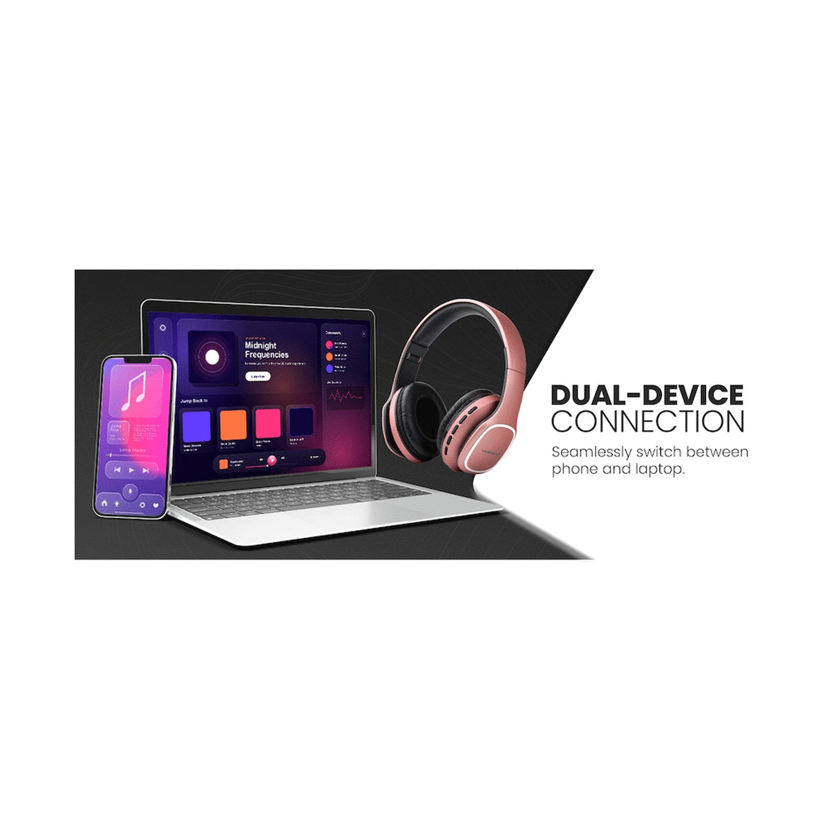 Volkano Phonic Series Bluetooth Full-Size Headphones - Rose Gold