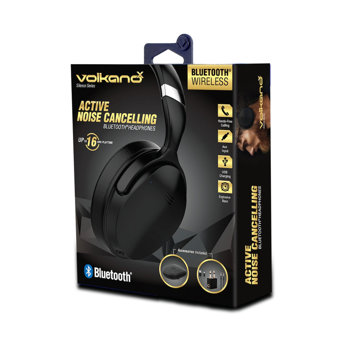VolkanoX Silenco Series Active Noise-Cancelling Bluetooth Headphones - Black