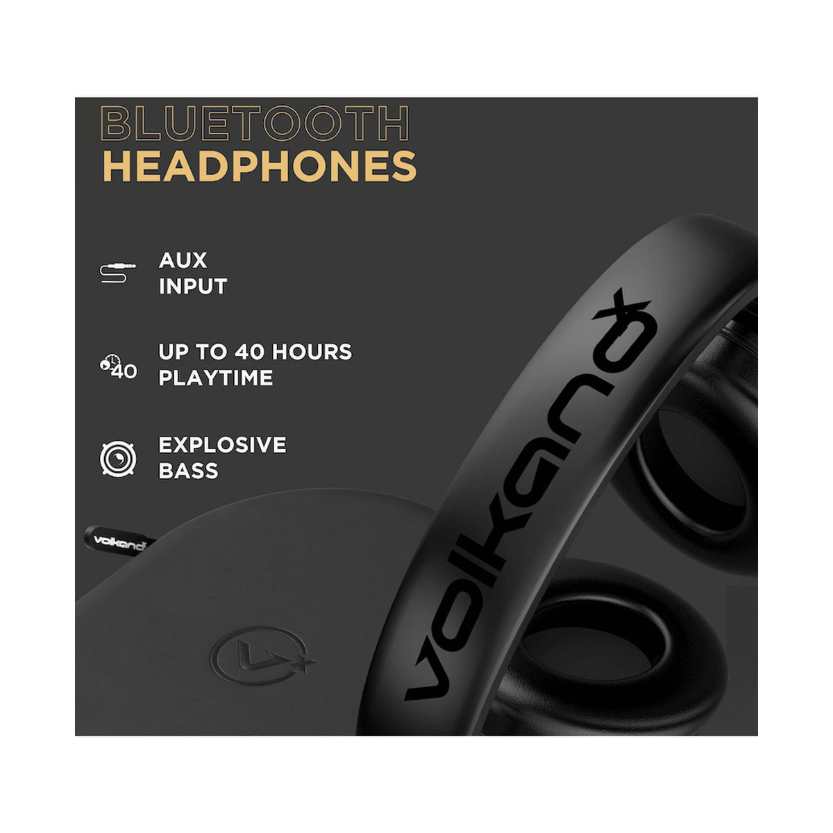 VolkanoX Silenco Series Active Noise-Cancelling Bluetooth Headphones - Black