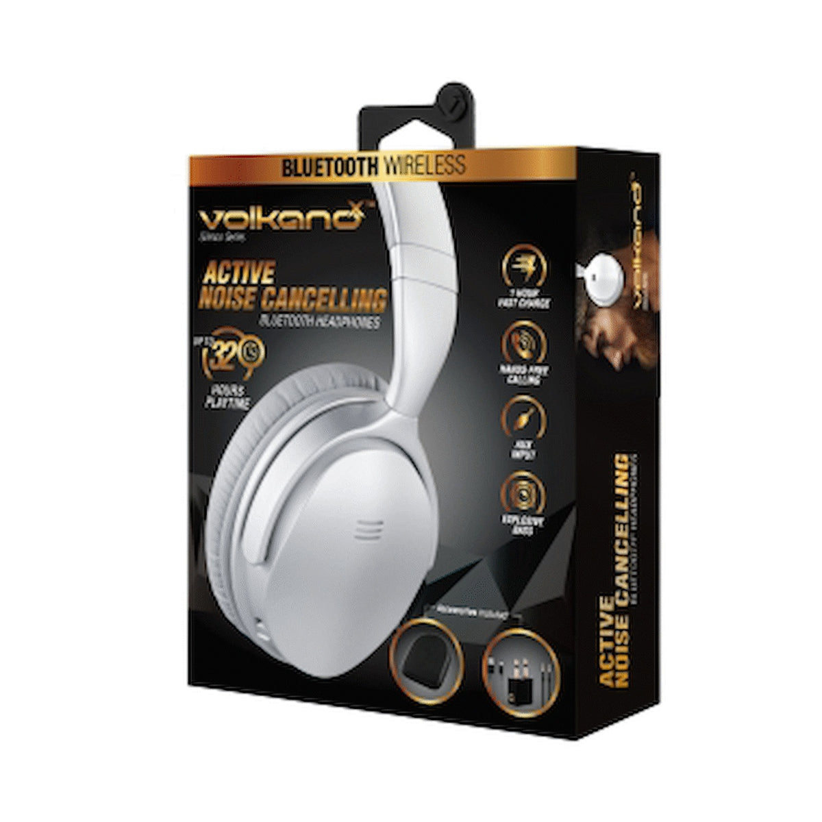VolkanoX Silenco Series Active Noise Cancelling Bluetooth Headphones - Silver