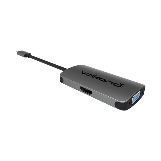 VolkanoX Core Video Series USB Type-C to HDMI + VGA Converter - 10cm - Charcoal