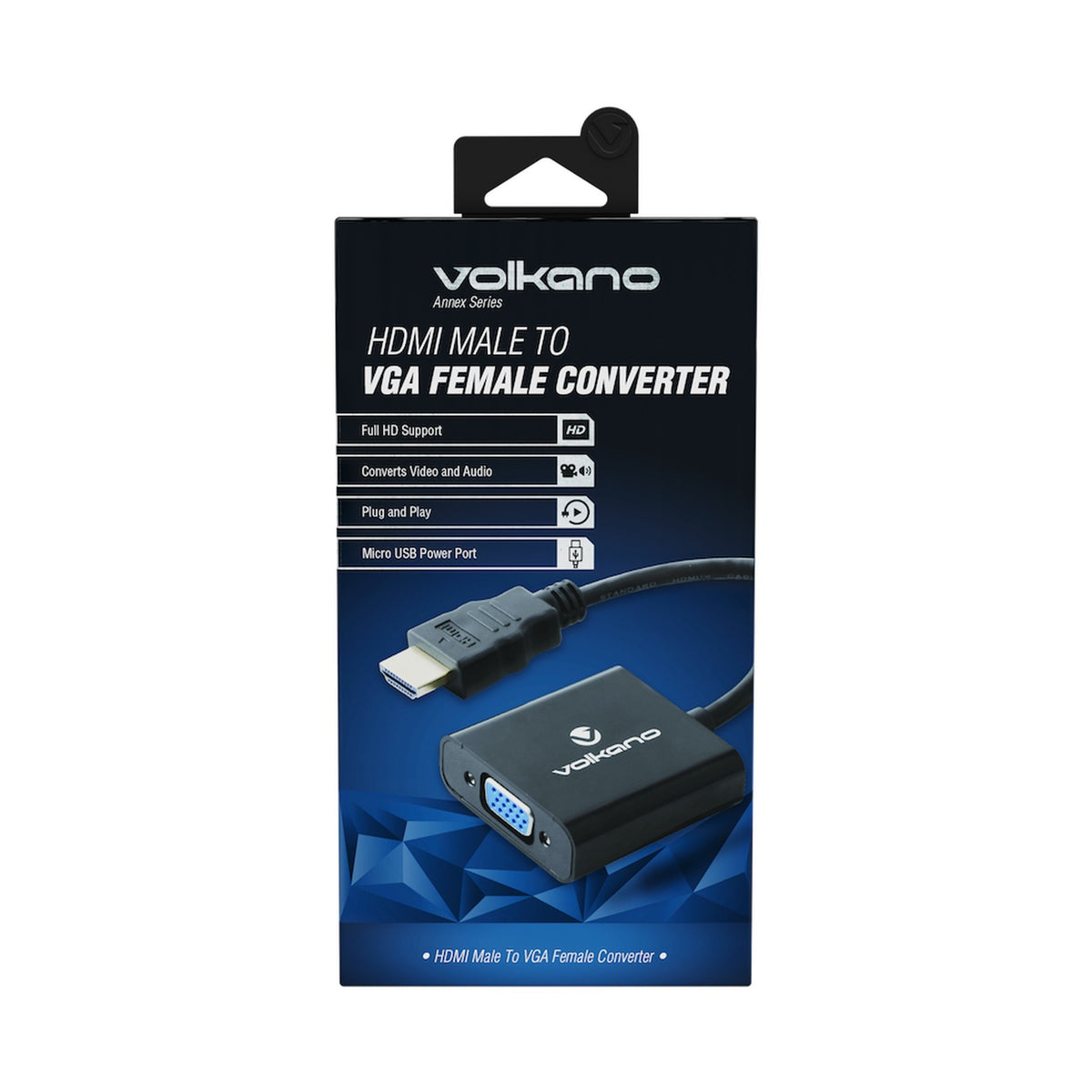 Volkano Annex Series HDMI Male to VGA Female Converter, 10cm Cable, with Sound