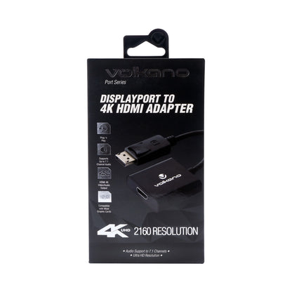 Volkano Port Series DisplayPort to 4K HDMI Converter 10cm - Black