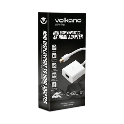 Volkano MiniPort Series Mini DisplayPort to 4K HDMI Converter 10cm - White