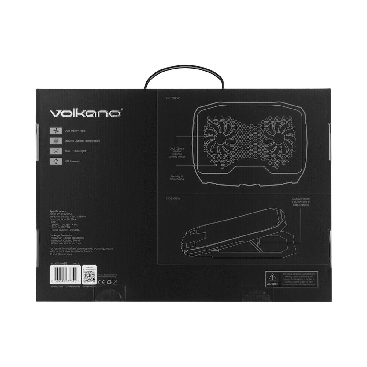 Volkano Glacier Series Upright Notebook Cooling Stand with Dual Fans