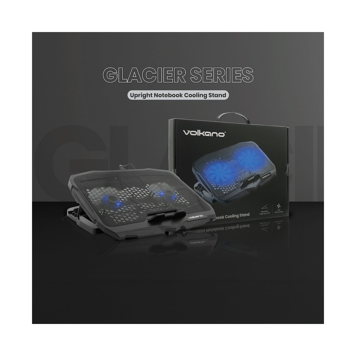 Volkano Glacier Series Upright Notebook Cooling Stand with Dual Fans