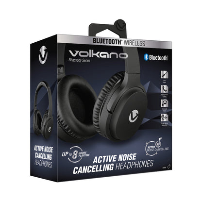 Volkano Rhapsody Series Active Noise-Cancelling BT Headphones - Black