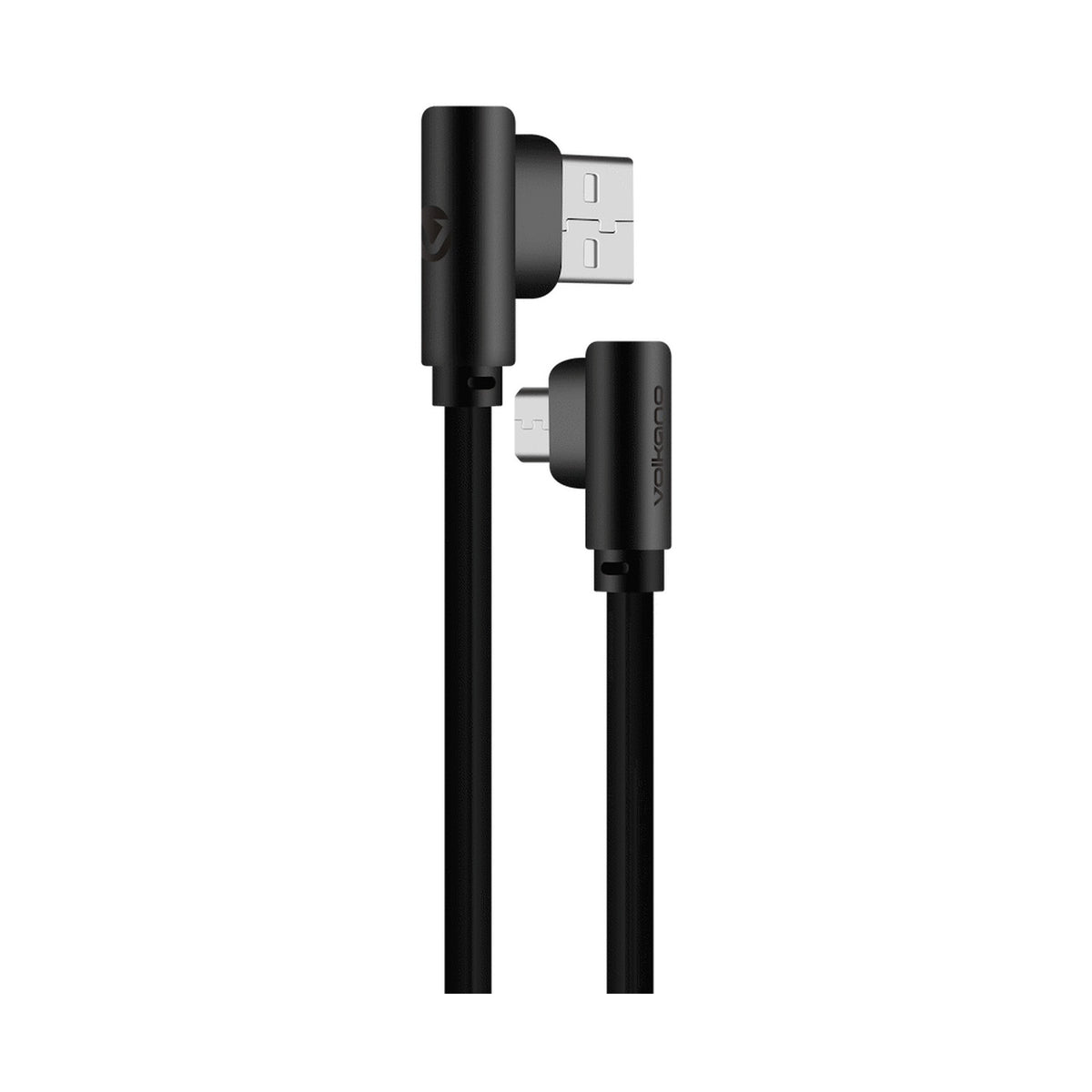 Volkano Slim Series Flat PVC 90deg Micro USB Cable 1.2m - Black