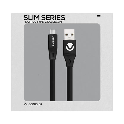 Volkano Slim Series Flat PVC Type-C Cable 1.2m - Black