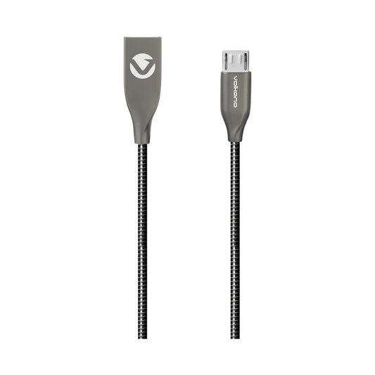 Volkano Iron Series Round Metallic Spring Micro USB Cable 1.2m - Black