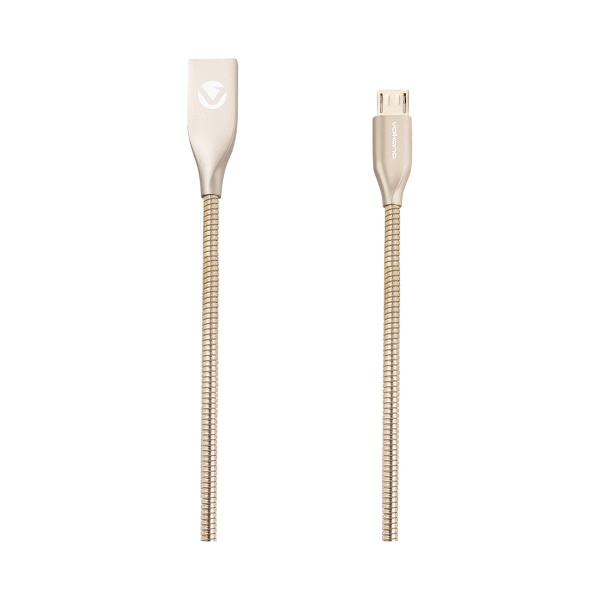 Volkano Iron Series Round Metallic Spring Micro USB Cable 1.2m - Champagne Gold