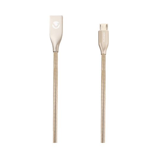 Volkano Iron Series Round Metallic Spring Micro USB Cable 1.2m - Champagne Gold