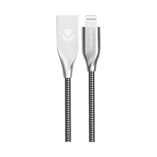 Volkano Iron Series Round Metallic Spring MFI Lightning Cable 1.2m - Silver