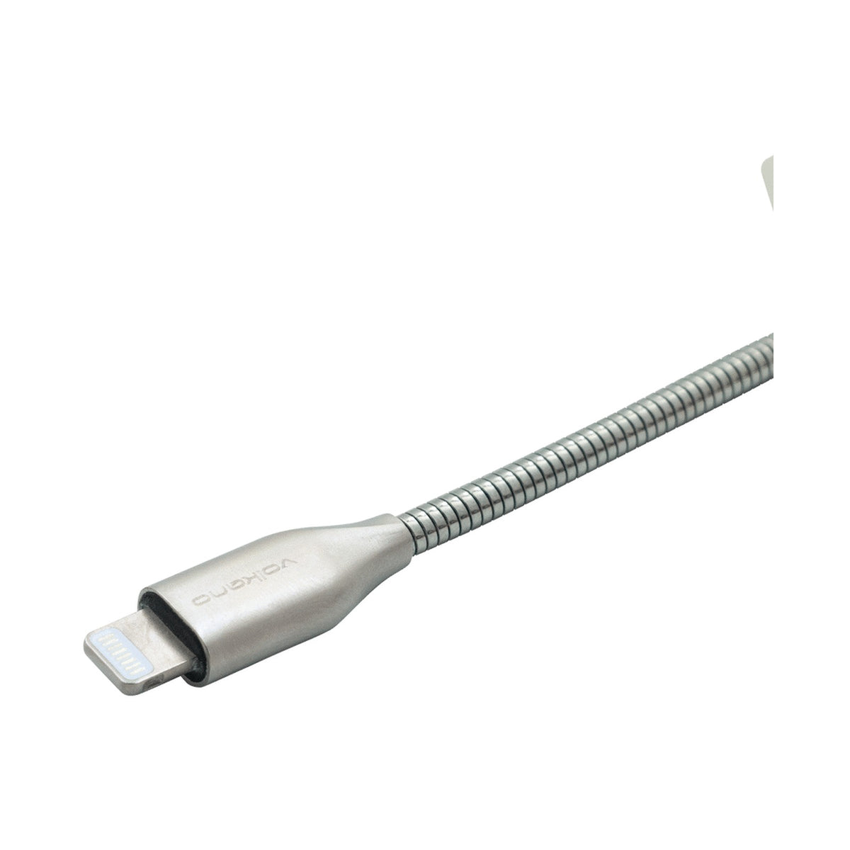 Volkano Iron Series Round Metallic Spring MFI Lightning Cable 1.2m - Silver