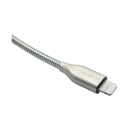 Volkano Iron Series Round Metallic Spring MFI Lightning Cable 1.2m - Silver
