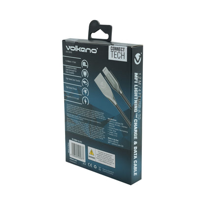 Volkano Iron Series Round Metallic Spring MFI Lightning Cable 1.2m - Silver