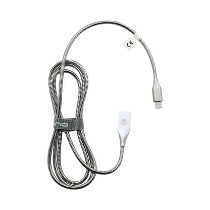 Volkano Iron Series Round Metallic Spring MFI Lightning Cable 1.2m - Silver