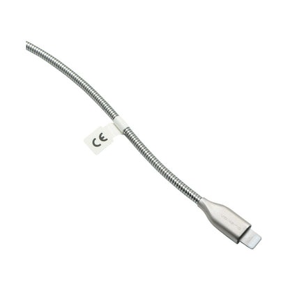 Volkano Iron Series Round Metallic Spring MFI Lightning Cable 1.2m - Silver