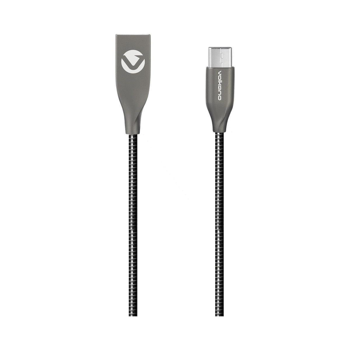 Volkano Iron Series Round Metallic Spring Type-C Cable 1.2m - Black