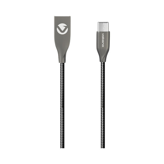 Volkano Iron Series Round Metallic Spring Type-C Cable 1.2m - Black