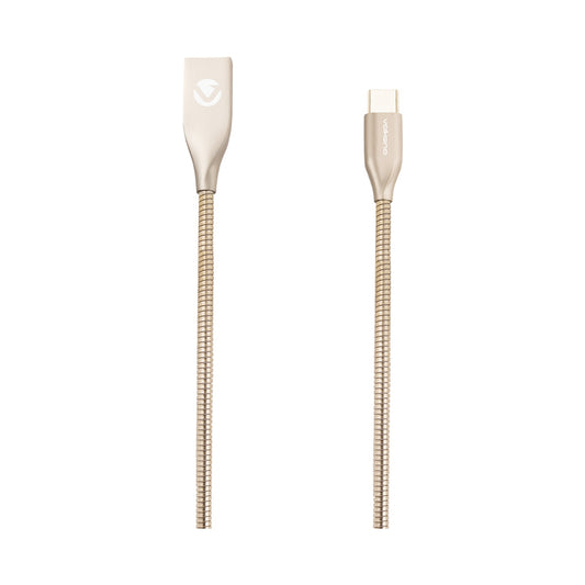 Volkano Iron Series Round Metallic Spring Type-C Cable 1.2m - Champagne Gold
