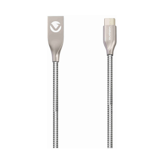 Volkano Iron Series Round Metallic Spring Type-C Cable 1.2m - Silver