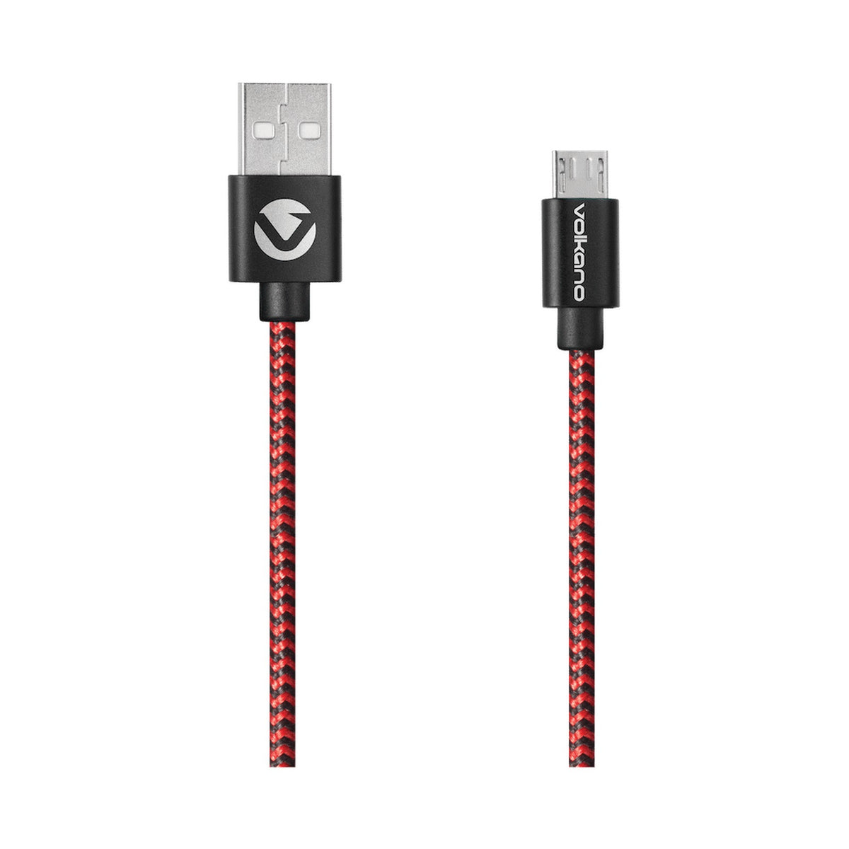 Volkano Braids Series Nylon Braided Micro USB Cable 1.2m - Black & Red