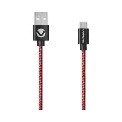 Volkano Braids Series Nylon Braided Micro USB Cable 1.2m - Black & Red