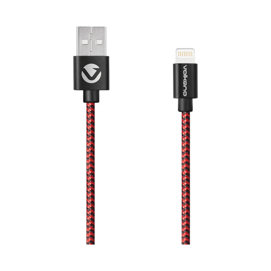 Volkano Braids Series Nylon Braided MFI Lightning Cable 1.2m - Black & Red