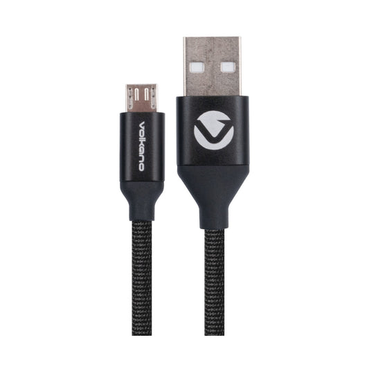 Volkano Weave Series Fabric Braided Micro USB Cable 1.2m - Black