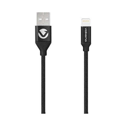 Volkano Weave Series Fabric Braided MFI Lightning Cable 27W 1.2m - Black