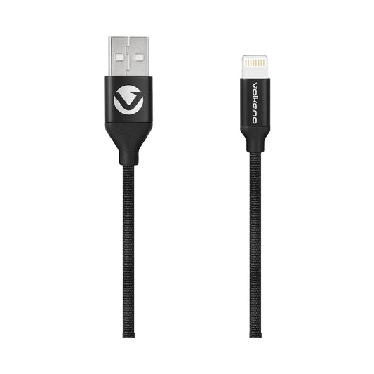 Volkano Weave Series Fabric Braided MFI Lightning Cable 27W 1.2m - Black