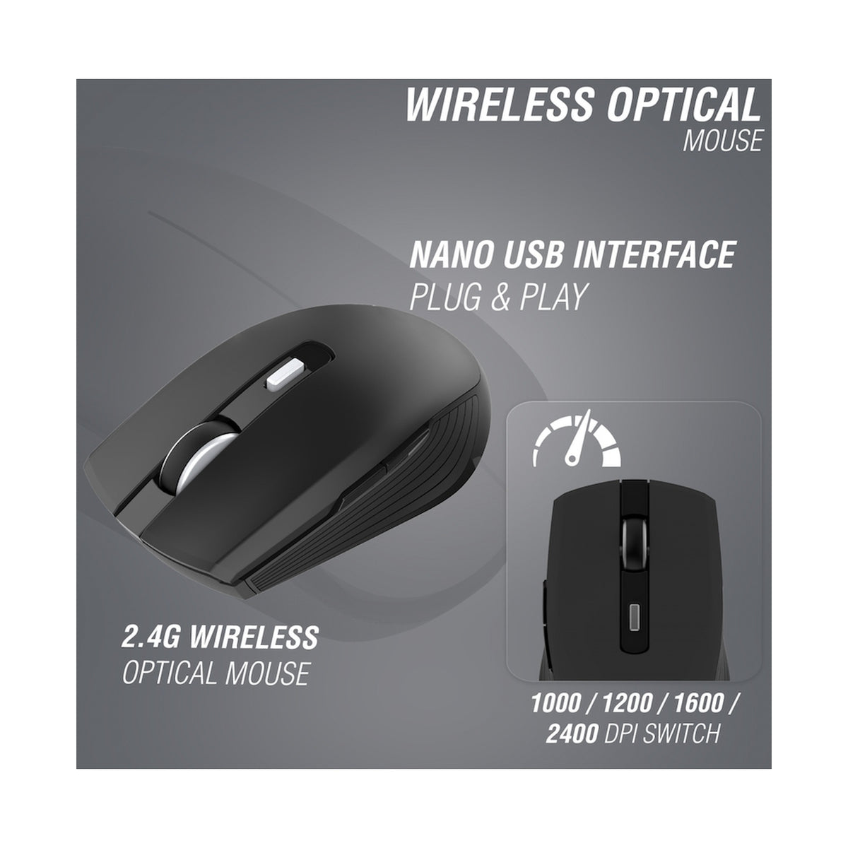 VolkanoX Uranium Series 6 Button Wireless Mouse - Black