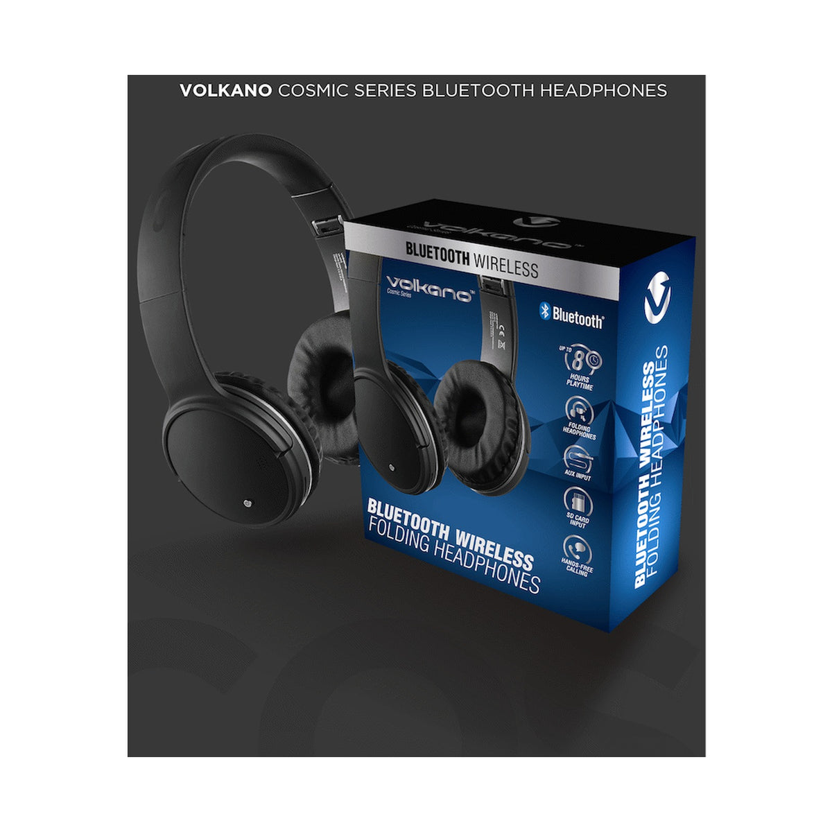 Volkano Cosmic Series Bluetooth Headphones - Black