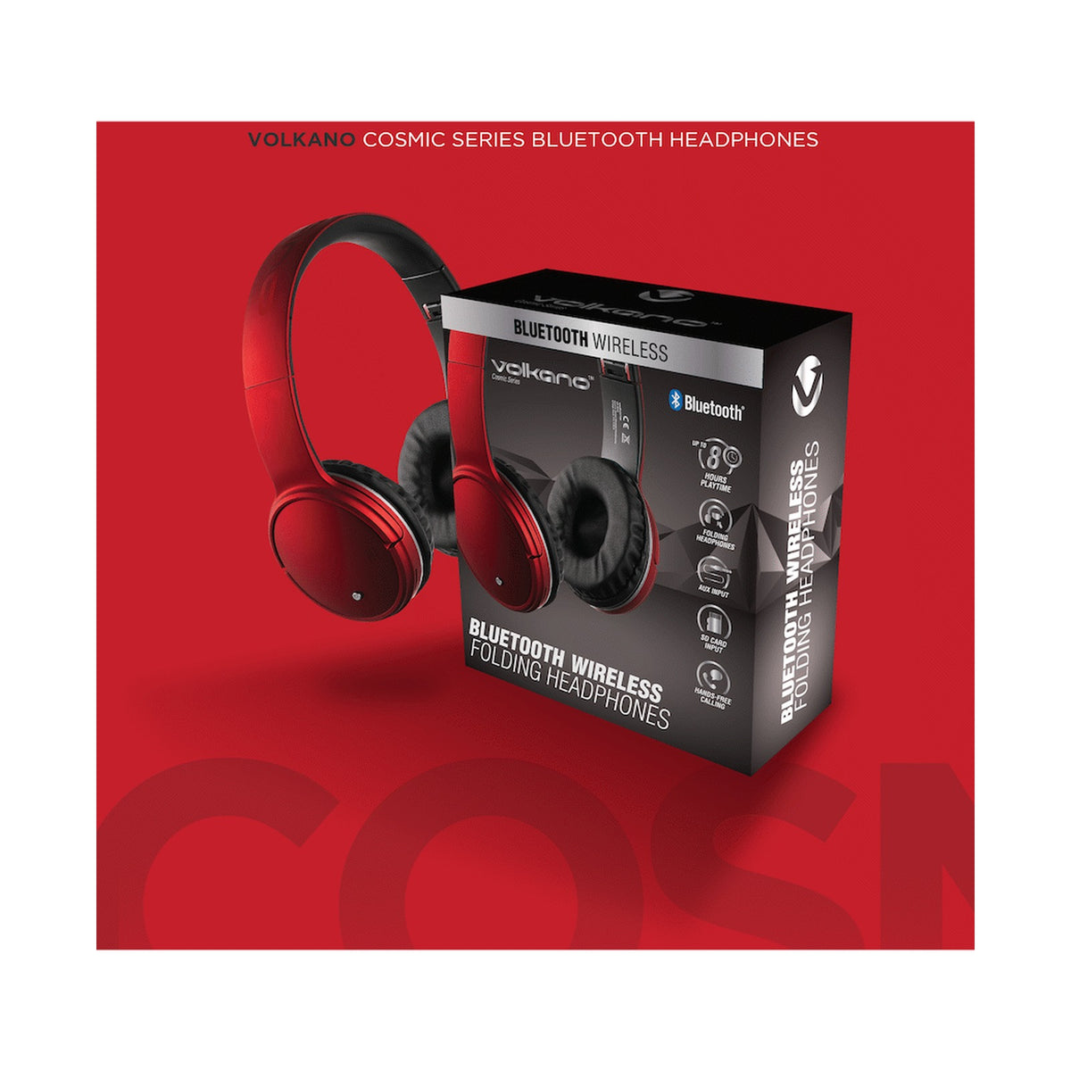 Volkano Cosmic Series Bluetooth Headphones - Red