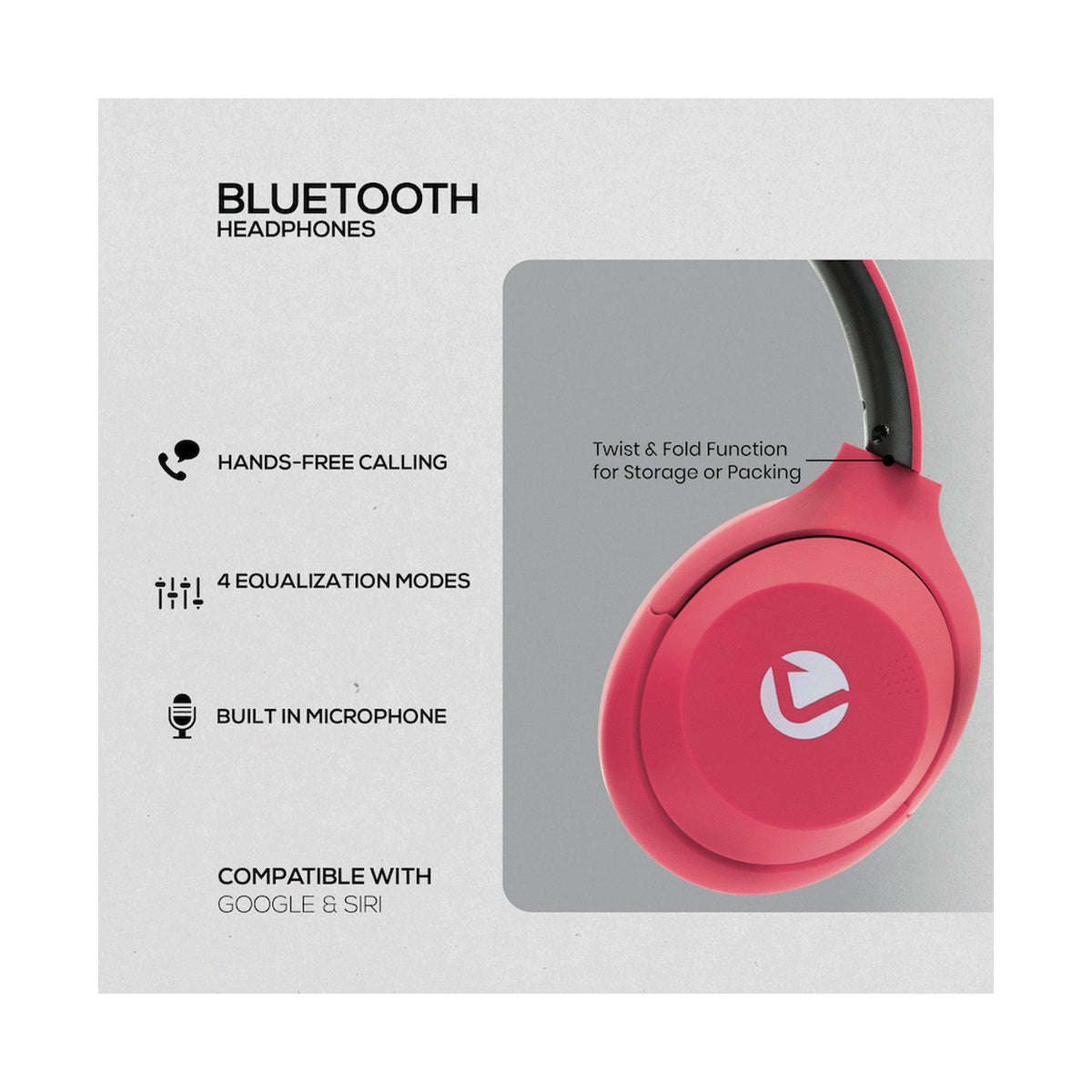 Volkano Cosmic 2 Series Bluetooth Headphones - Red