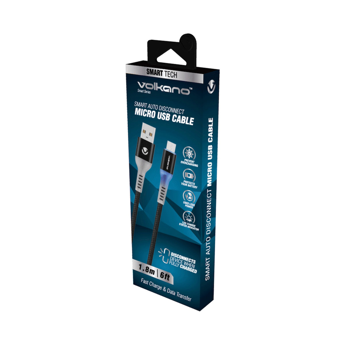 Volkano Smart Series Auto Disconnect Micro USB Cable - 1.8m