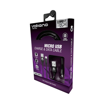 Volkano Weave Series Fabric Braided Micro-USB Cable 3m - Black