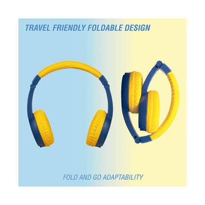 Volkano Sidekick Series Wired Kiddies Headphones with Share Port - Yellow/Blue