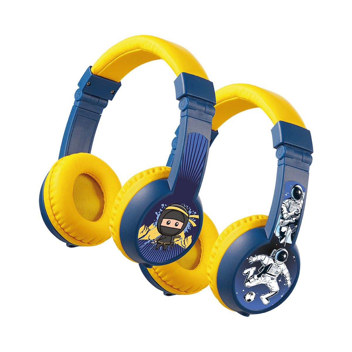 Volkano Sidekick Series Wired Kiddies Headphones with Share Port - Yellow/Blue