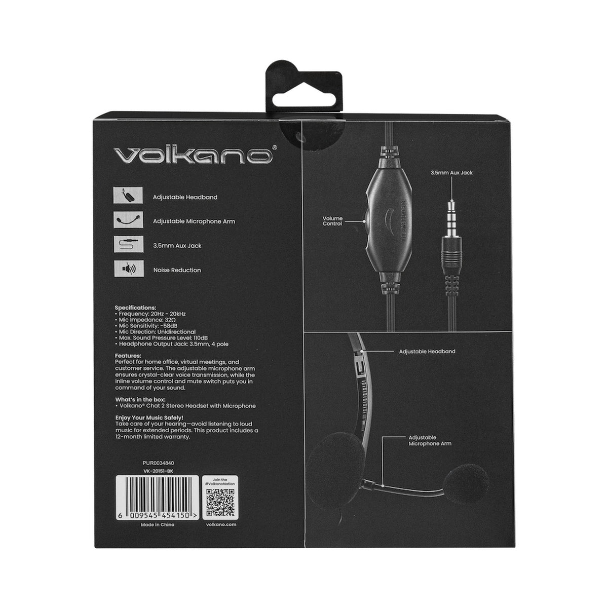 Volkano Chat 2 Stereo Headset with Boom Microphone