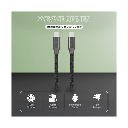 Volkano Weave Series Type-C to Type-C Cable (1.2m, 60w) - Black