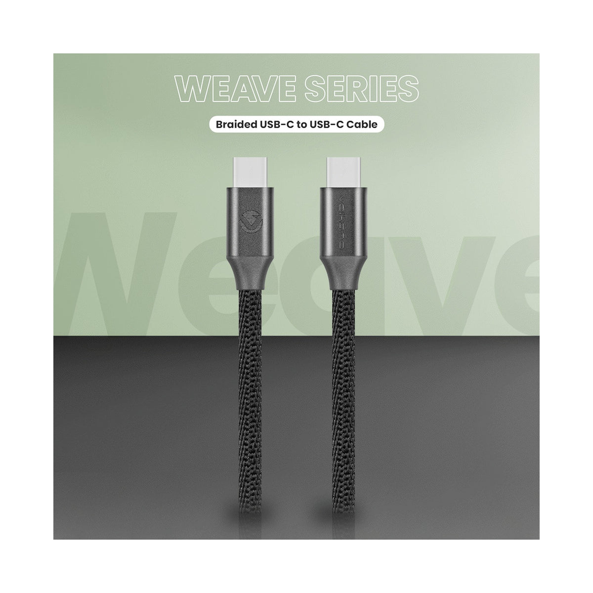 Volkano Weave Series Type-C to Type-C Cable (1.2m, 60w) - Black