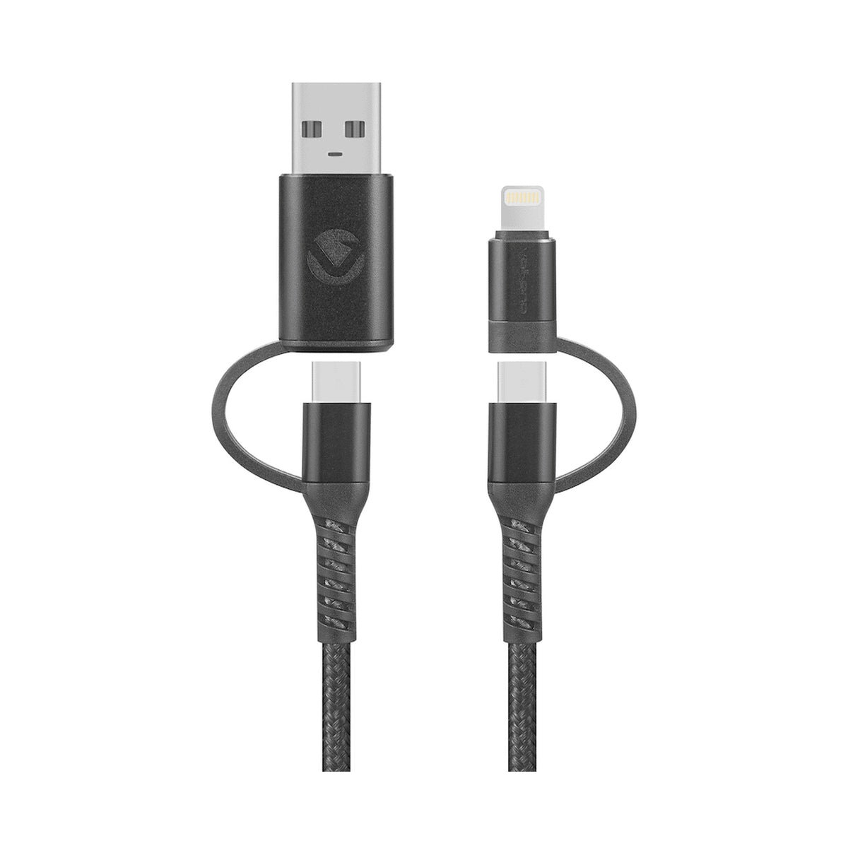 Volkano Weave Series 4-in-1 Charge & Data Cable 60w - 1.2m/4ft