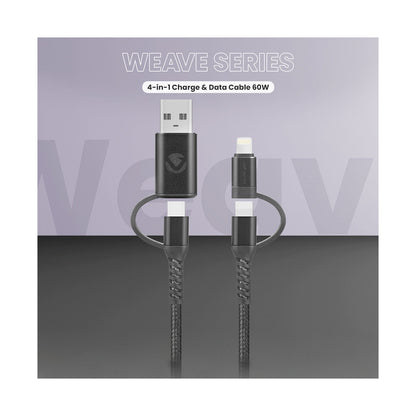 Volkano Weave Series 4-in-1 Charge & Data Cable 60w - 1.2m/4ft